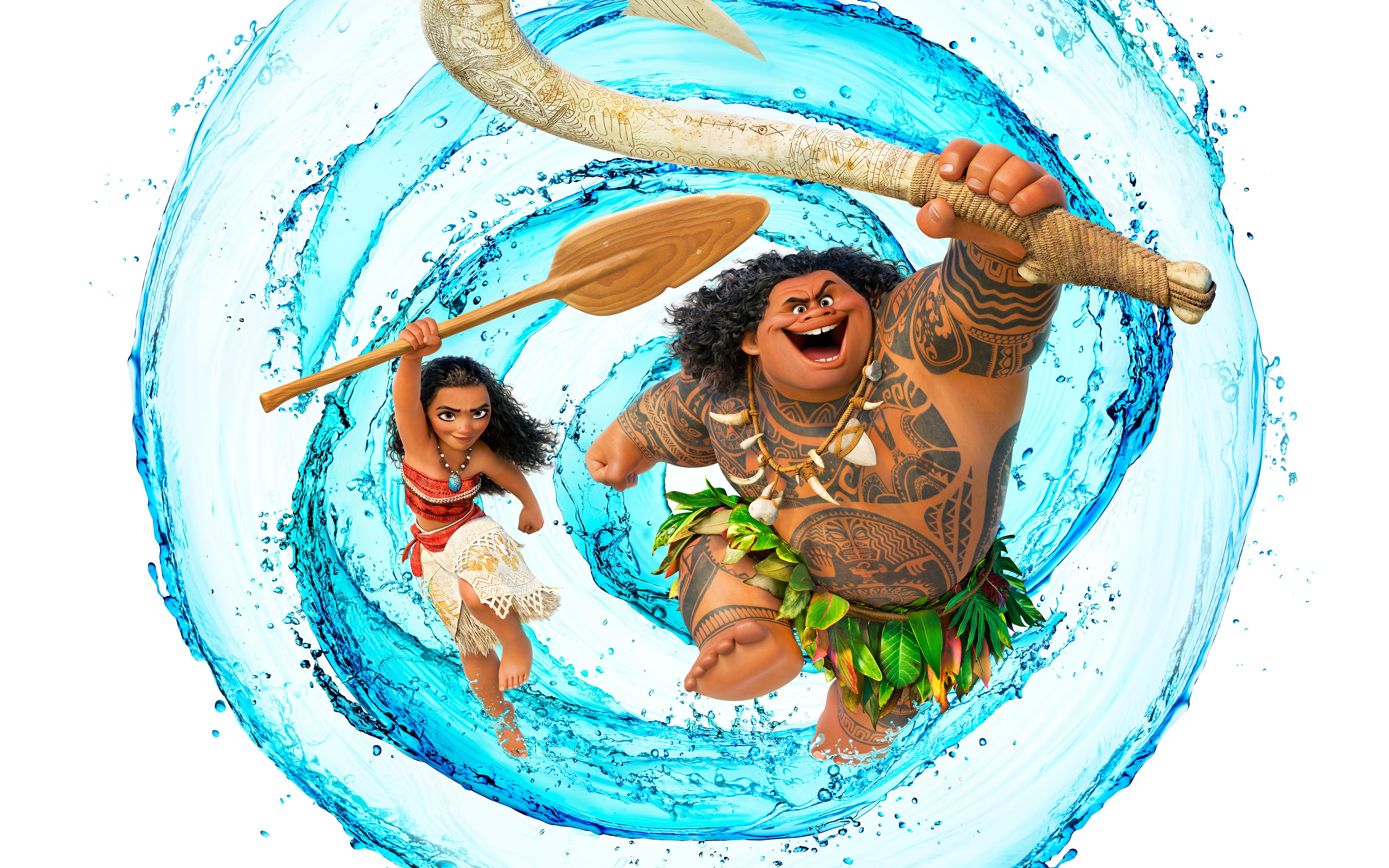 Disney Moana character illustration, water, weapons, cartoon